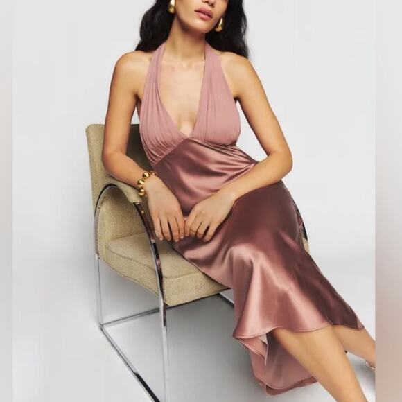 Reformation Wyn Silk Dress in Praline 12 - Picture 11 of 12